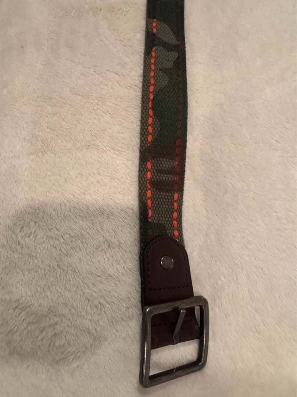 Boys Green Camo Belt with Orange Stitching 29” Long